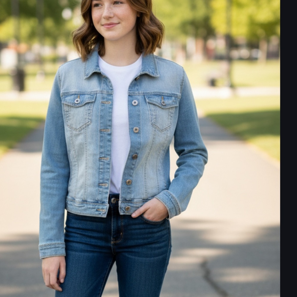 Dollhouse Blue Denim Jean Jacket Long Sleeve Light Wash Women’s Large
